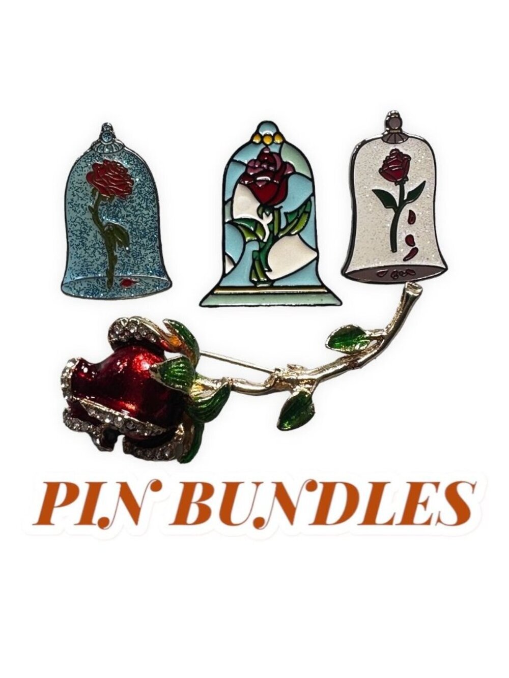 Beauty Beast Rose Lapel Pin Belle Princess Brooch Badge Accessories Jewelry Set